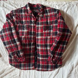Slate & Stone Men's XL Red Black Plaid Flannel Lined Button-Up Shirt Long Sleeve